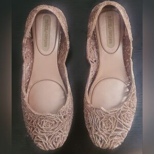 Melissa Shoes Pink Glitter Campana Rose Ballet Flats, size 5 - retail $120